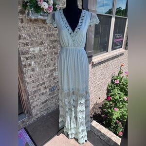 Altar'd State Mint Green Ruffled Tiered Maxi Dress